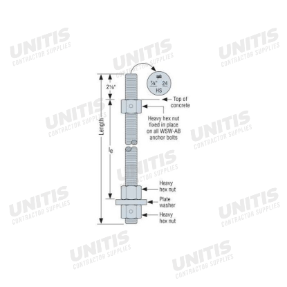 Simpson WSW - 7/8" x 36" High Strength Anchor Bolt