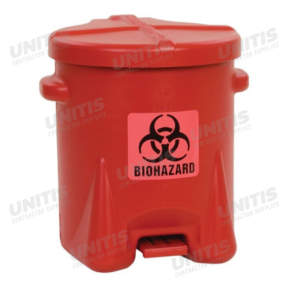 Justrite 6 Gallon Oily Bio Haz Waste Can - Red