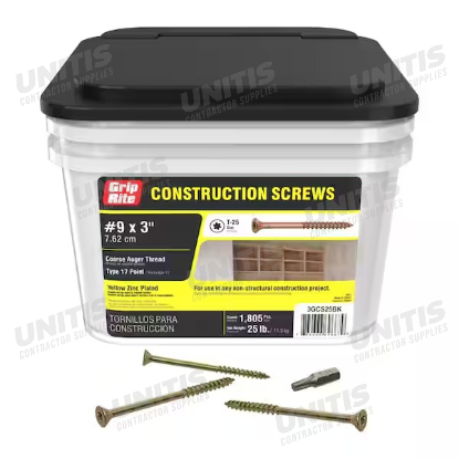 Construction Screw #9 x 3" - T25 Star/Torx - 25lb