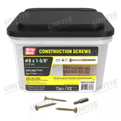 Construction Screw #8 x 1-5/8" - T25 Star/Torx - 10lb