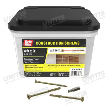 Construction Screw #9 x 3" - T25 Star/Torx - 10lb