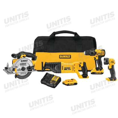 Dewalt 20V MAX 4-Tool Combo Kit with Drill, Saw, Work Light, Batteries & Charger