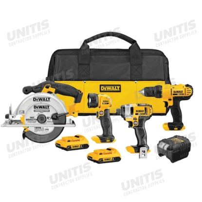 Dewalt 20V MAX 4-Tool Combo Kit with Drill/Driver, Impact Driver, Circular Saw, Work Light, Batteris