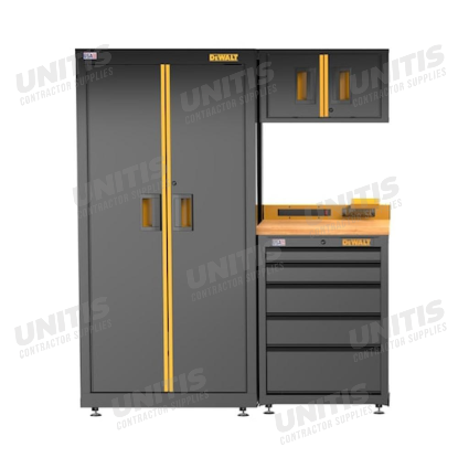 Dewalt 63" 4-Piece Welded Storage Suite with 5-Drawer Base Cabinet & Wood Top