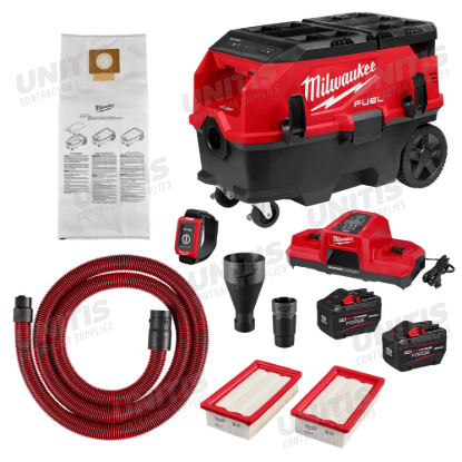 Milwaukee M18 FUEL 9 Gallon Dual Battery DUST EXTRACTOR with PACKOUT Compatibility and VACLINK Kit
