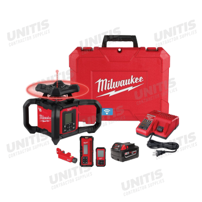 Milwaukee M18 Red Exterior Dual Slope Rotary Laser Level Kit with Receiver & Remote