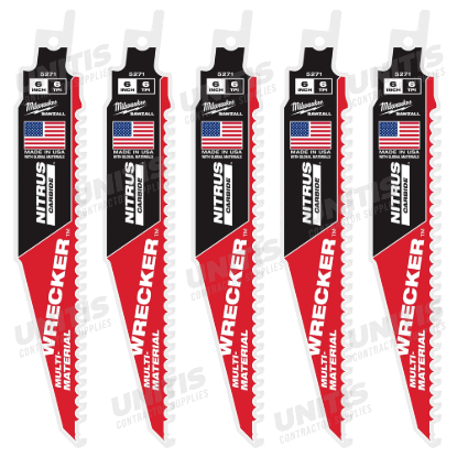 Milwaukee 6" WRECKER with NITRUS CARBIDE SAWZALL Blade for Multi-Material (5 Pack)