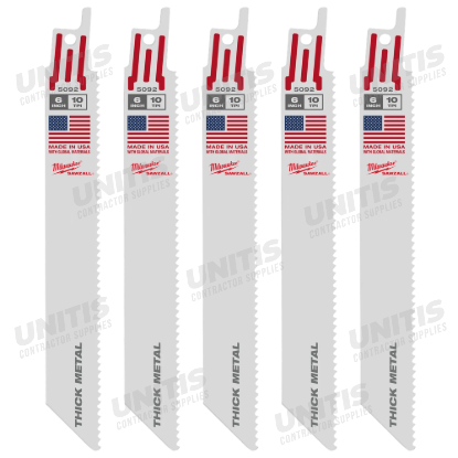Milwaukee 6" 10 TPI SAWZALL Blades (5 Pack)