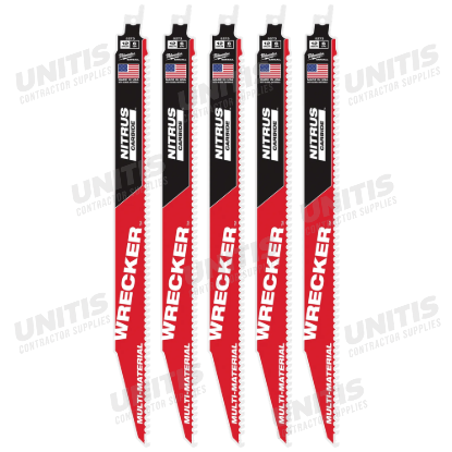 Milwaukee 12" WRECKER with NITRUS CARBIDE SAWZALL Blade for Multi-Material (5 Pack)