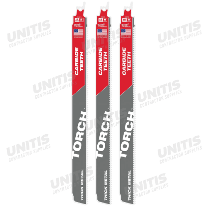 Milwaukee 12" 8 TPI TORCH WITH Carbide TEETH for Thick Metal SAWZALL Blade (3 Pack)
