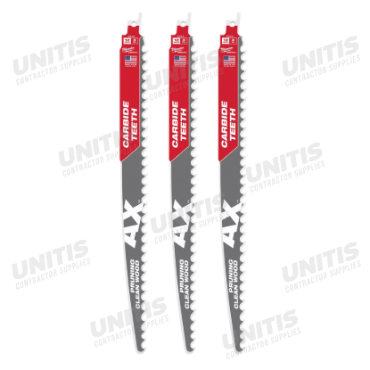 Milwaukee 12" 3 TPI AX WITH Carbide TEETH SAWZALL Blade for Pruning (3 Pack)