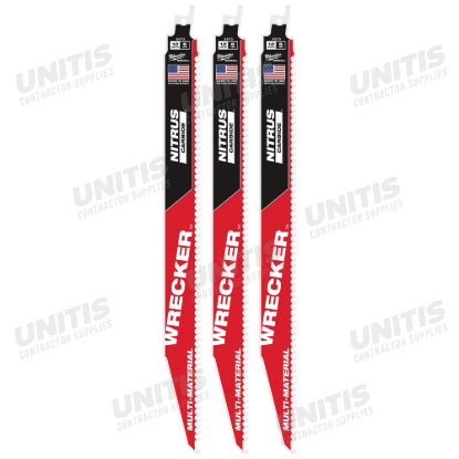 Milwaukee 12" WRECKER with NITRUS CARBIDE SAWZALL Blade for Multi-Material (3 Pack)