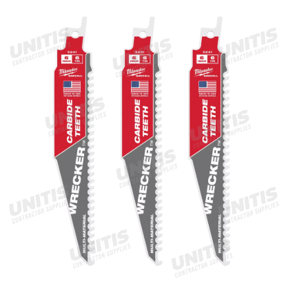 Milwaukee 6" 6 TPI WRECKER WITH Carbide TEETH SAWZALL Blade for Multi-Material (3 Pack)