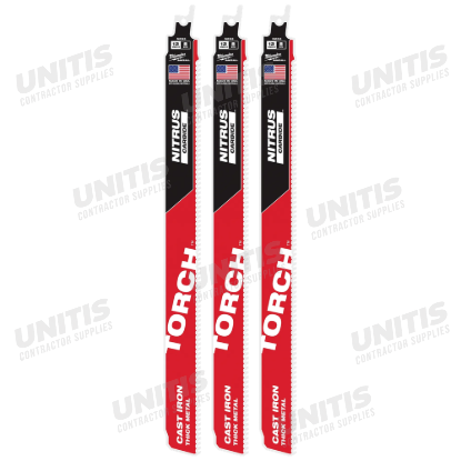 Milwaukee 12" 8 TPI TORCH with NITRUS CARBIDE for Cast Iron SAWZALL Blade (3 Pack)