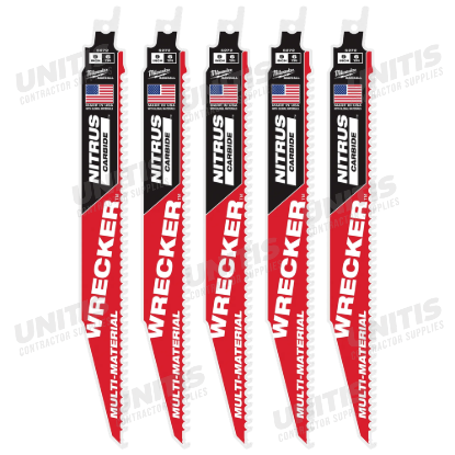 Milwaukee 9" WRECKER with NITRUS CARBIDE SAWZALL Blade for Multi-Material (5 Pack)