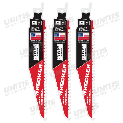 Milwaukee 6" WRECKER with NITRUS CARBIDE SAWZALL Blade for Multi-Material (3 Pack)