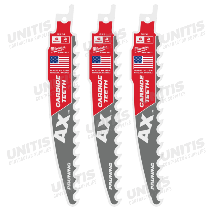 Milwaukee 6" 3 TPI AX WITH Carbide TEETH SAWZALL Blade for Pruning (3 Pack)
