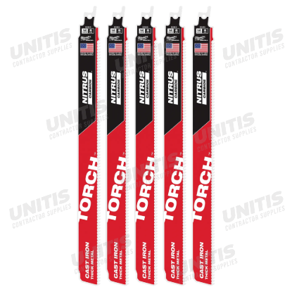 Milwaukee 12" 8 TPI TORCH with NITRUS CARBIDE SAWZALL Blade for Cast Iron (5 Pack)