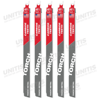 Milwaukee 12" 8 TPI TORCH WITH Carbide TEETH for Thick Metal SAWZALL Blade (5 Pack)