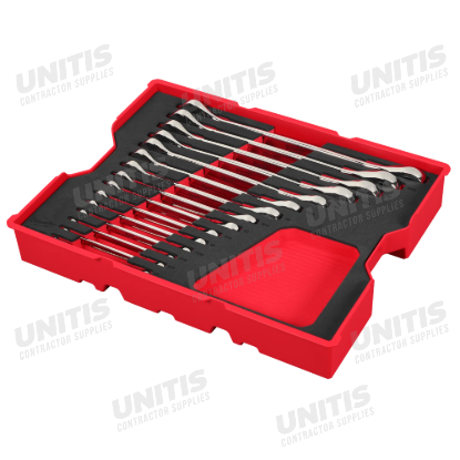 Milwaukee 15 Piece Ratcheting Combination Wrench Set with Tray for PACKOUT Drawers