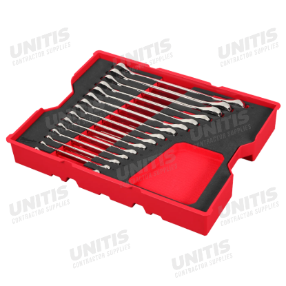 Milwaukee 15 Piece Metric Ratcheting Combination Wrench Set with Tray for PACKOUT Drawers