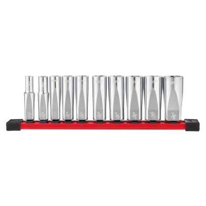 Milwaukee 3/8" Deep Well Sockets with Four Flat Sides (10 Piece)