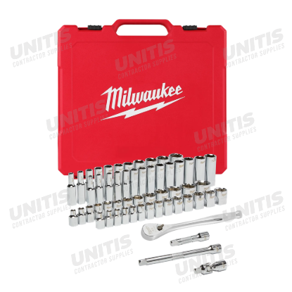 Milwaukee 3/8" Drive 56 Piece Ratchet & Socket Set with Four Flat Sides - Metric