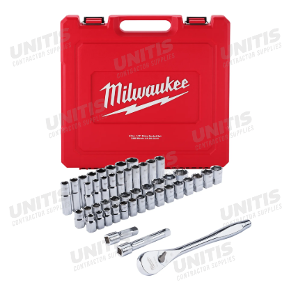 Milwaukee 47 Piece 1/2" Drive Metric & Ratchet and Socket Set with Four Flat Sides
