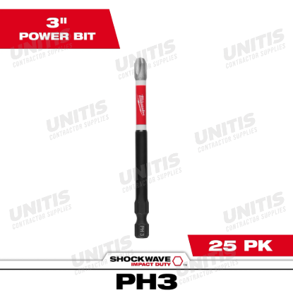 Milwaukee SHOCKWAVE Impact Duty 3-1/2" Phillips #3 Power Bits (25 Pack)