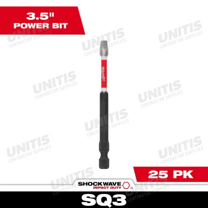 Milwaukee SHOCKWAVE Impact Duty 3-1/2" Square Recess #3 Power Bits (25 Pack)