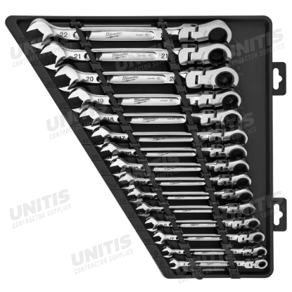 Milwaukee Metric Flex Head Ratcheting Combination Wrench (15 Piece)