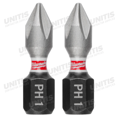 Milwaukee SHOCKWAVE Impact Duty 1" Phillips #1 Insert Bits (2 Pack)