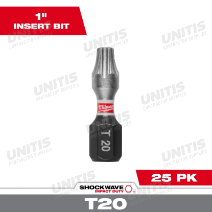 Milwaukee SHOCKWAVE Impact Duty 1" TORX T20 Insert Bits (25 Pack)