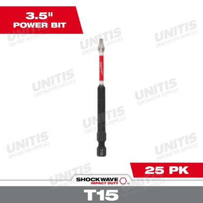 Milwaukee SHOCKWAVE Impact Duty 3-1/2" TORX T15 Power Bits (25 Pack)