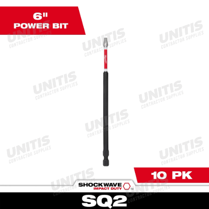 Milwaukee SHOCKWAVE Impact Duty 6" Square Recess #2 Power Bits (10 Pack)