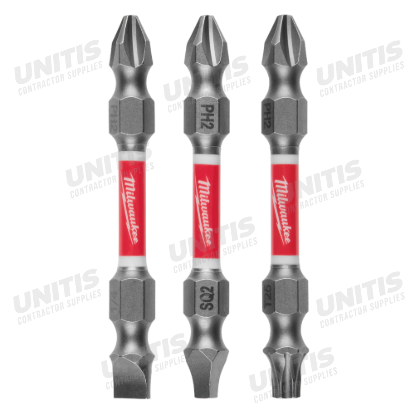 Milwaukee SHOCKWAVE Impact Duty PH2/SQ2/T25 Double Ended Bits (3 Piece)