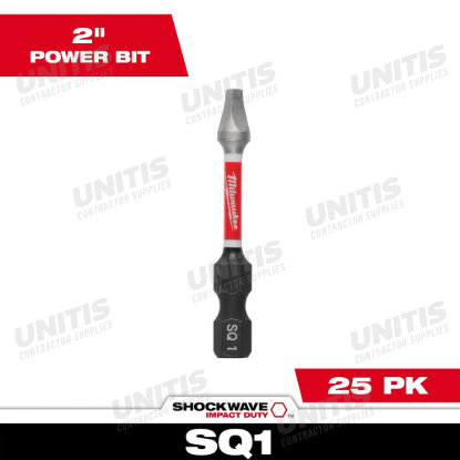 Milwaukee SHOCKWAVE Impact Duty 2"Square Recess #1 Power Bits (25 Pack)