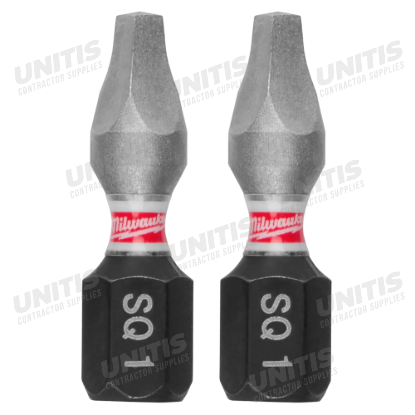 Milwaukee SHOCKWAVE Impact Duty 1" Square Recess #1 Insert Bits (2 Pack)