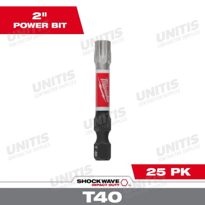 Milwaukee SHOCKWAVE Impact Duty 2"TORX T40 Power Bits (25 Pack)