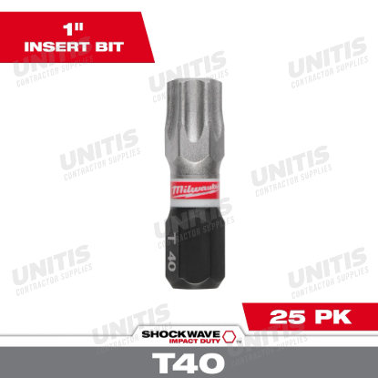 Milwaukee SHOCKWAVE Impact Duty 1" T40 Insert Bits 25 Pack