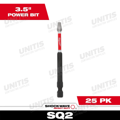 Milwaukee SHOCKWAVE Impact Duty 3-1/2" Square Recess #2 Power Bits (25 Pack)