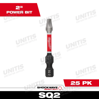 Milwaukee SHOCKWAVE Impact Duty 2" Square Recess #2 Power Bits (25 Pack)