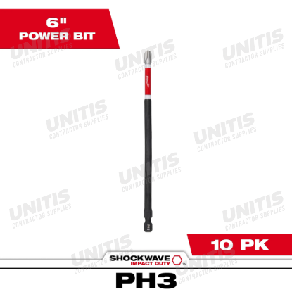 Milwaukee SHOCKWAVE Impact Duty 6" Phillips #3 Power Bits (10 Pack)