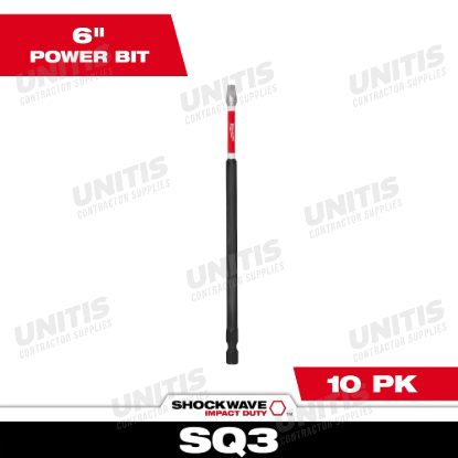 Milwaukee SHOCKWAVE Impact Duty 6" Square Recess #3 Power Bits (10 Pack)