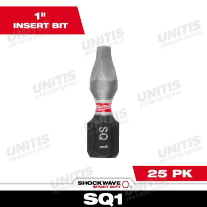 Milwaukee SHOCKWAVE Impact Duty 1"Impact Duty Square Recess #1 Insert Bits (25 Pack)