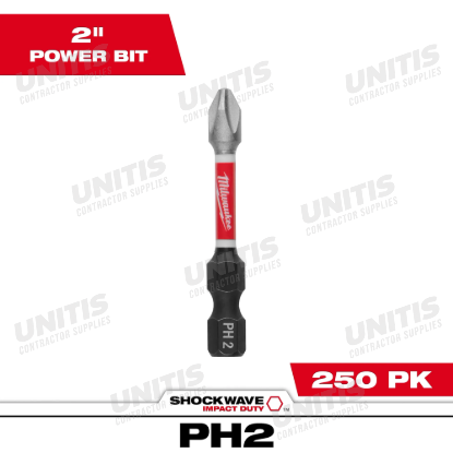 Milwaukee SHOCKWAVE Impact Duty 2"Phillips #2 Power Bits (250 Pack)