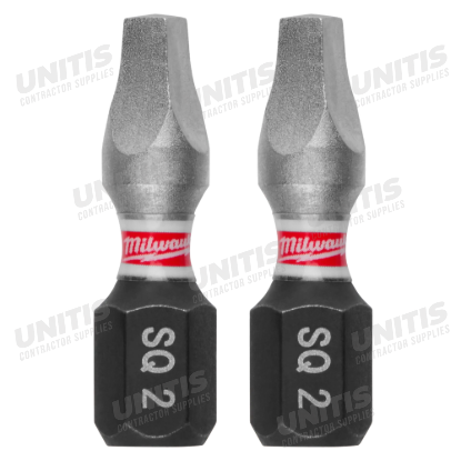 Milwaukee SHOCKWAVE Impact Duty 1" Square Recess #2 Insert Bits (2 Pack)