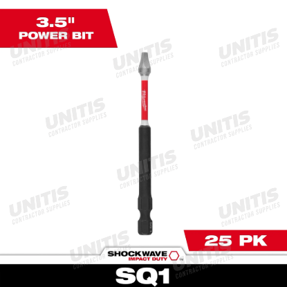 Milwaukee SHOCKWAVE Impact Duty 3-1/2" Square Recess #1 Power Bits (25 Pack)
