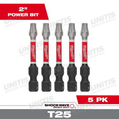 Milwaukee SHOCKWAVE Impact Duty 2"TORX T25 Power Bits (5 Pack)