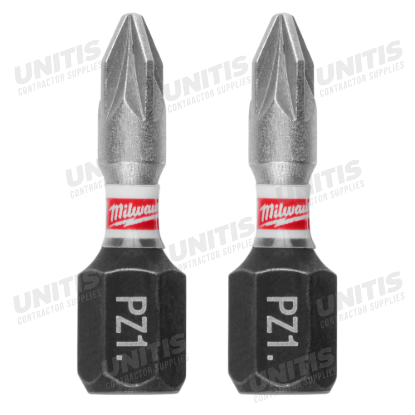Milwaukee SHOCKWAVE Impact Duty 1" Pozidriv #1 Insert Bits (2 Pack)